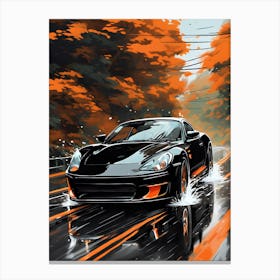 Car Driving In The Rain Canvas Print