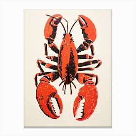 Lobster, Woodblock Animal  Drawing 2 Canvas Print