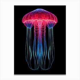 Irukandji Jellyfish Neon Illustration 6 Canvas Print