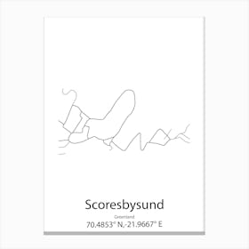 Scoresbysund,Greenland Minimalist Map Canvas Print