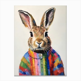 Baby Animal Wearing Sweater Hare 2 Canvas Print