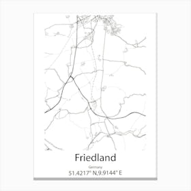 Friedland,Germany Minimalist Map Canvas Print