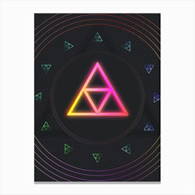 Neon Geometric Glyph in Pink and Yellow Circle Array on Black n.0272 Canvas Print