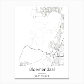 Bloemendaal,Netherlands Minimalist Map Canvas Print