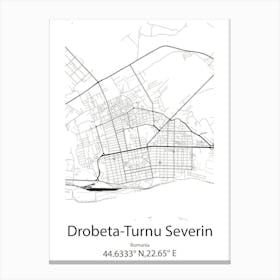 Drobeta Turnu Severin,Romania Minimalist Map Canvas Print