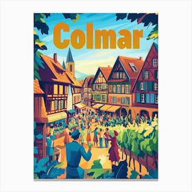 Aihrgdesign A 1970s Inspired Travel Poster For Colmar Canvas Print