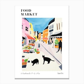 The Food Market In Berlin 1 Illustration Poster Canvas Print