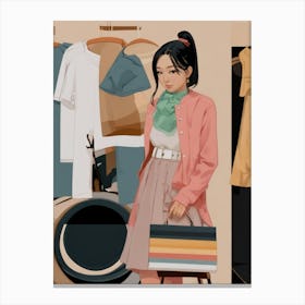 Asian Girl In Clothes Canvas Print