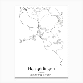 Holzgerlingen,Germany Minimalist Map Canvas Print