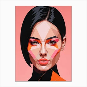 Geometric Woman Portrait Pop Art (3) 1 Canvas Print