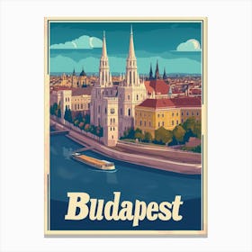 Aihrgdesign A Retro Travel Poster For Budapest Featuring The 4 Canvas Print