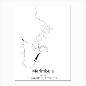 Merimbula,Australia Minimalist Map Canvas Print