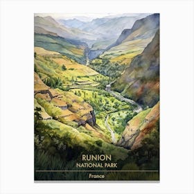 Runion National Park France Watercolour 3 Canvas Print