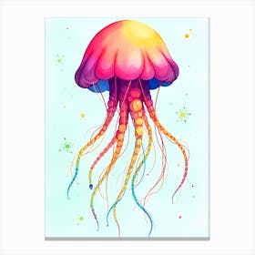 colorful Jellyfish watercolor art Canvas Print