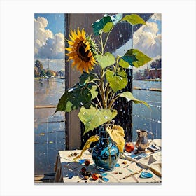 Sunflower In A Vase Canvas Print