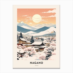 Vintage Winter Travel Poster Nagano Japan 3 Canvas Print
