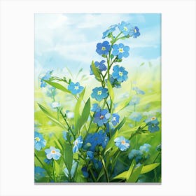 Forget Me Not In Green Field (2) Canvas Print