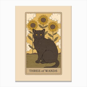 Three Of Wands   Cats Tarot Canvas Print
