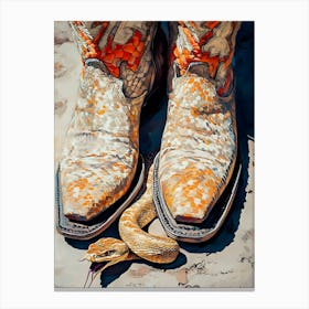 Snake And Cowboy Boots Canvas Print