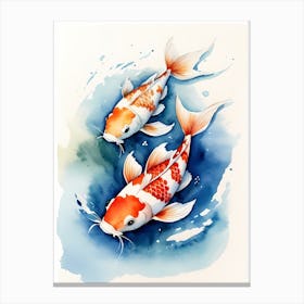 Koi Fish Watercolor Painting (21) Canvas Print