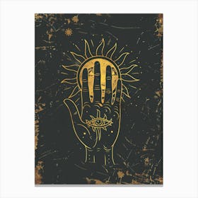 Golden Hand With Sun And Eye Canvas Print