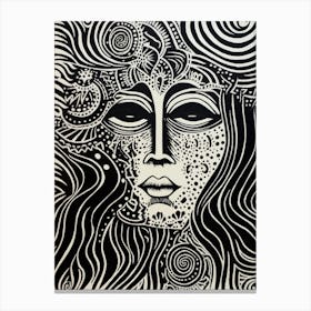 Swirl Linocut Face 1 Canvas Print