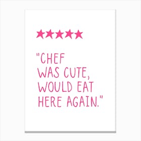 Funny Food Review Pink Canvas Print