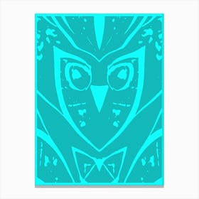 Abstract Owl Two Tone Teal 1 Canvas Print