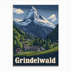 Aihrgdesign A Vintage Travel Poster Of Grindelwald Featuring Canvas Print