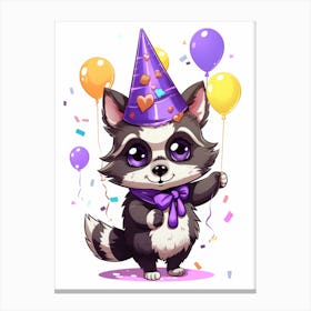 Cute Kawaii Cartoon Raccoon 33 Canvas Print