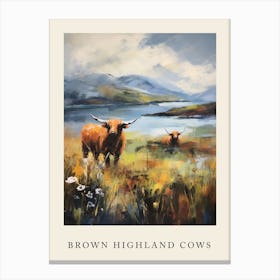 Brown Highland Cows Canvas Print