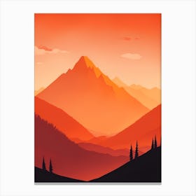 Misty Mountains Vertical Composition In Orange Tone 255 Canvas Print