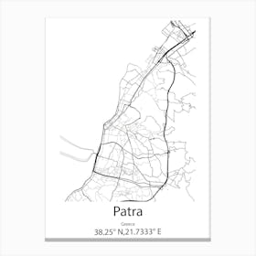 Patra,Greece Minimalist Map Canvas Print