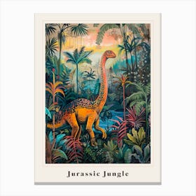 Dinosaur In The Jungle Painting 2 Poster Canvas Print