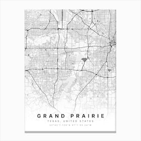 Grand Prairie Texas USA White Map Canvas Print