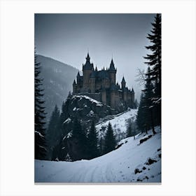 Castle In The Snow Eerie Echoes in the Carpathians Canvas Print