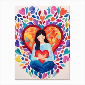 Person With Long Hair Holding A Heart Canvas Print