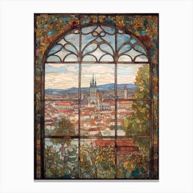 A Window View Of Prague In The Style Of Art Nouveau 1 Canvas Print