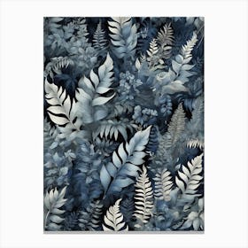 Blue Ferns Art Print 1 Canvas Print