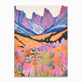 Cradle Mountain Australia 3 Colourful Mountain Illustration Canvas Print