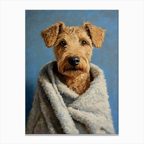 Terrier In Bath Towel 3 Canvas Print