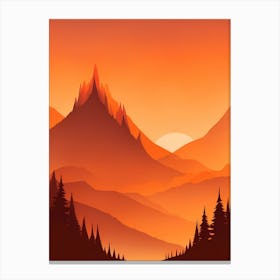 Misty Mountains Vertical Composition In Orange Tone 5 Canvas Print