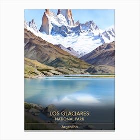 Los Glaciares National Park Argentina Patagonia Watercolour 2 Canvas Print