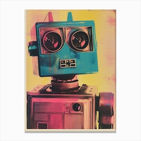 Retro Robot Polaroid 1 Canvas Print