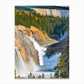 The Upper Falls Of The Yellowstone River, United States Majestic, Beautiful & Classic (1) Canvas Print