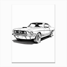Ford Mustang Line Drawing 30 Canvas Print