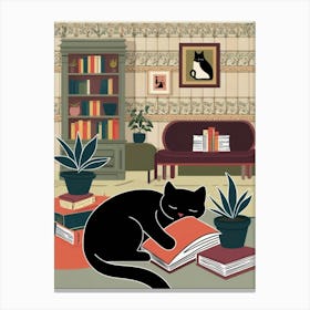 Cat In The Living Room Vector Canvas Print