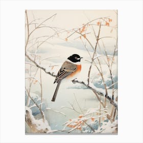 Winter Bird Painting Sparrow 1 Canvas Print