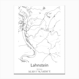 Lahnstein,Germany Minimalist Map 1 Canvas Print