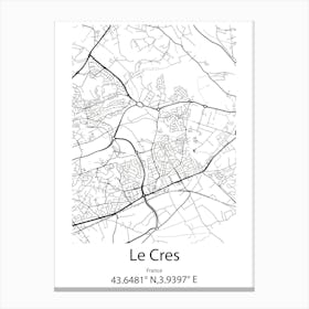 Le Cres,France Minimalist Map Canvas Print